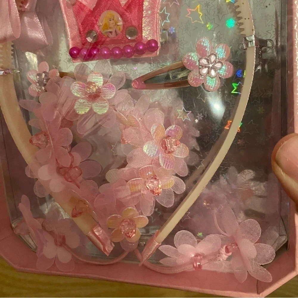 Disney Aurora Sleeping Beauty Bow Headband Hair Accessory Set NEW Pink Floral
